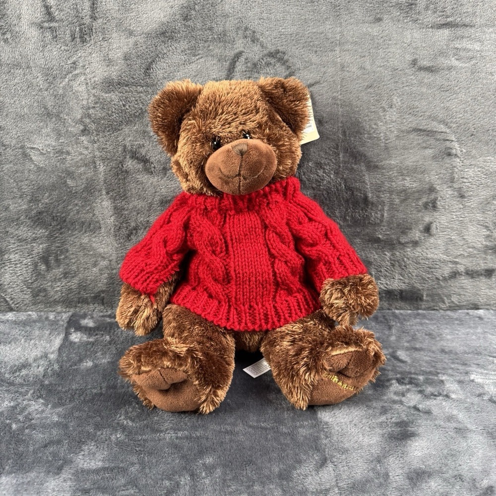 Ghirardelli Chocolate Teddy Bear Plush Red Cable Knit Sweater Collectible Bear